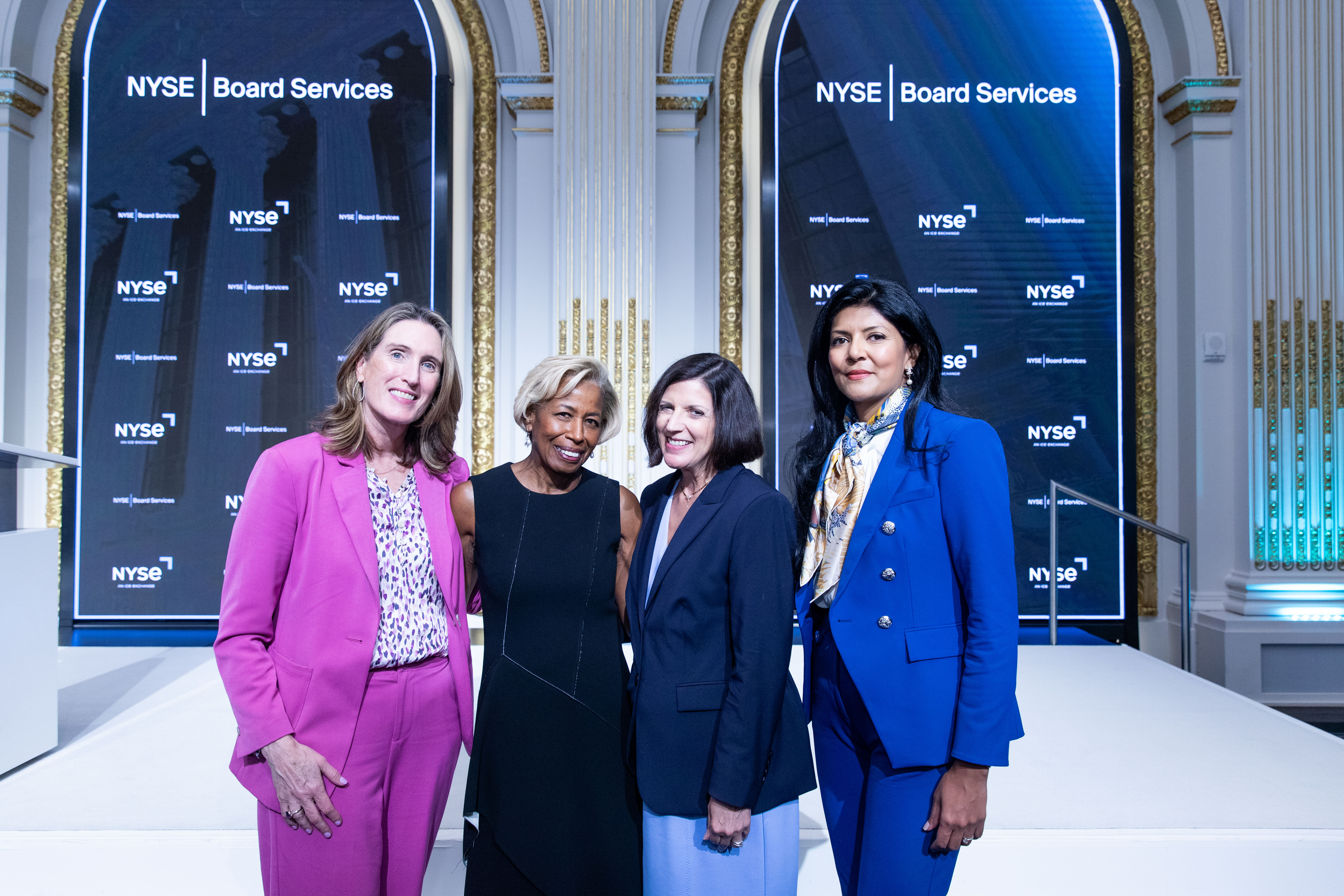 Suzanne Brown, Sharon Bowen, Cindy Baier, and Duriya Farooqui at the NYSE Board Services 5th Anniversary Celebration